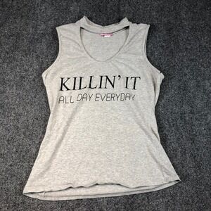 Miss Popular Gray KILLIN IT ALL DAY EVERYDAY Sleeveless Mock Neck Tank Top XL